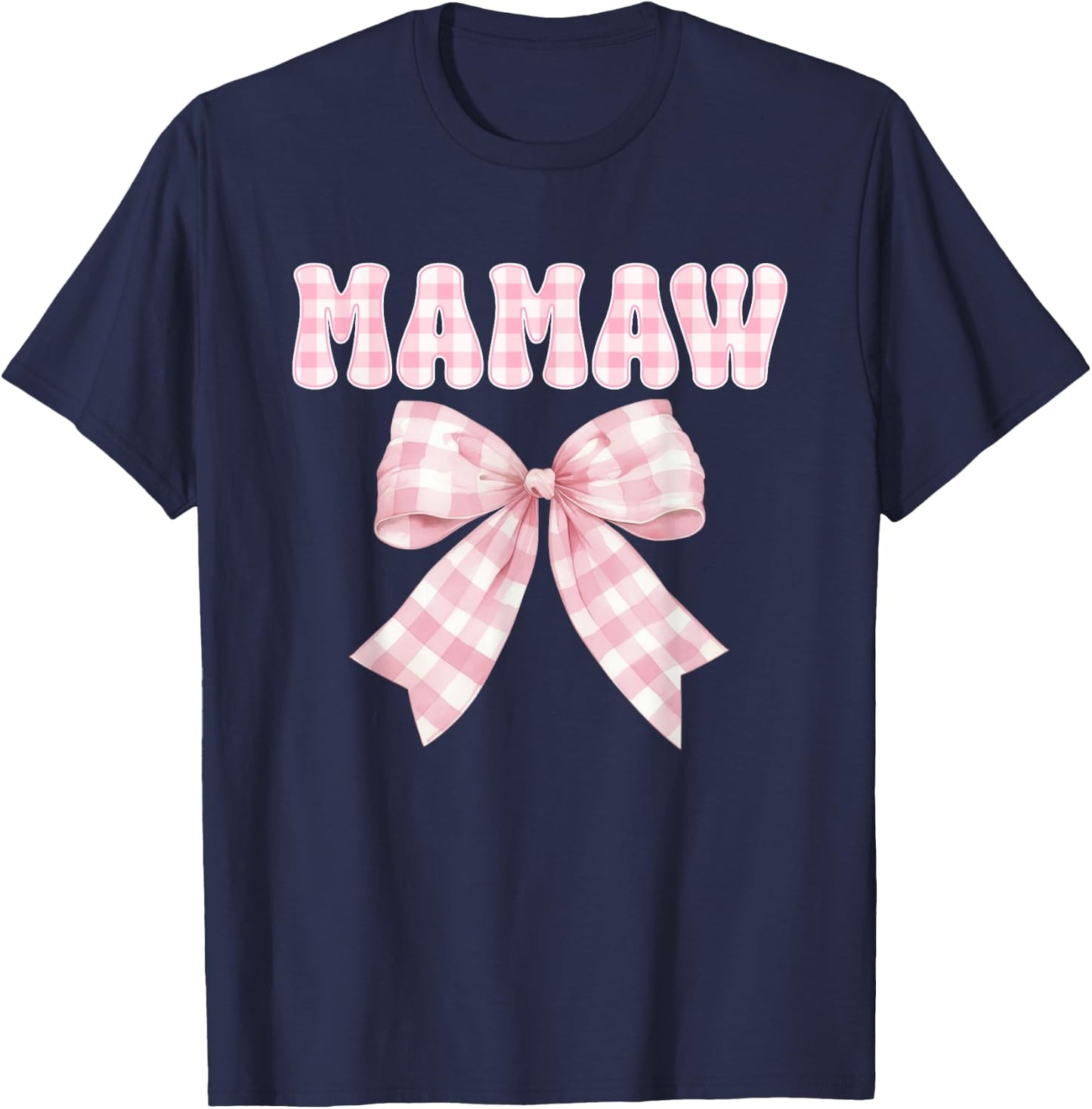 Mamaw Birthday Girl Matching Coquette Pink Bow T-Shirt - T-Shirt | Navy