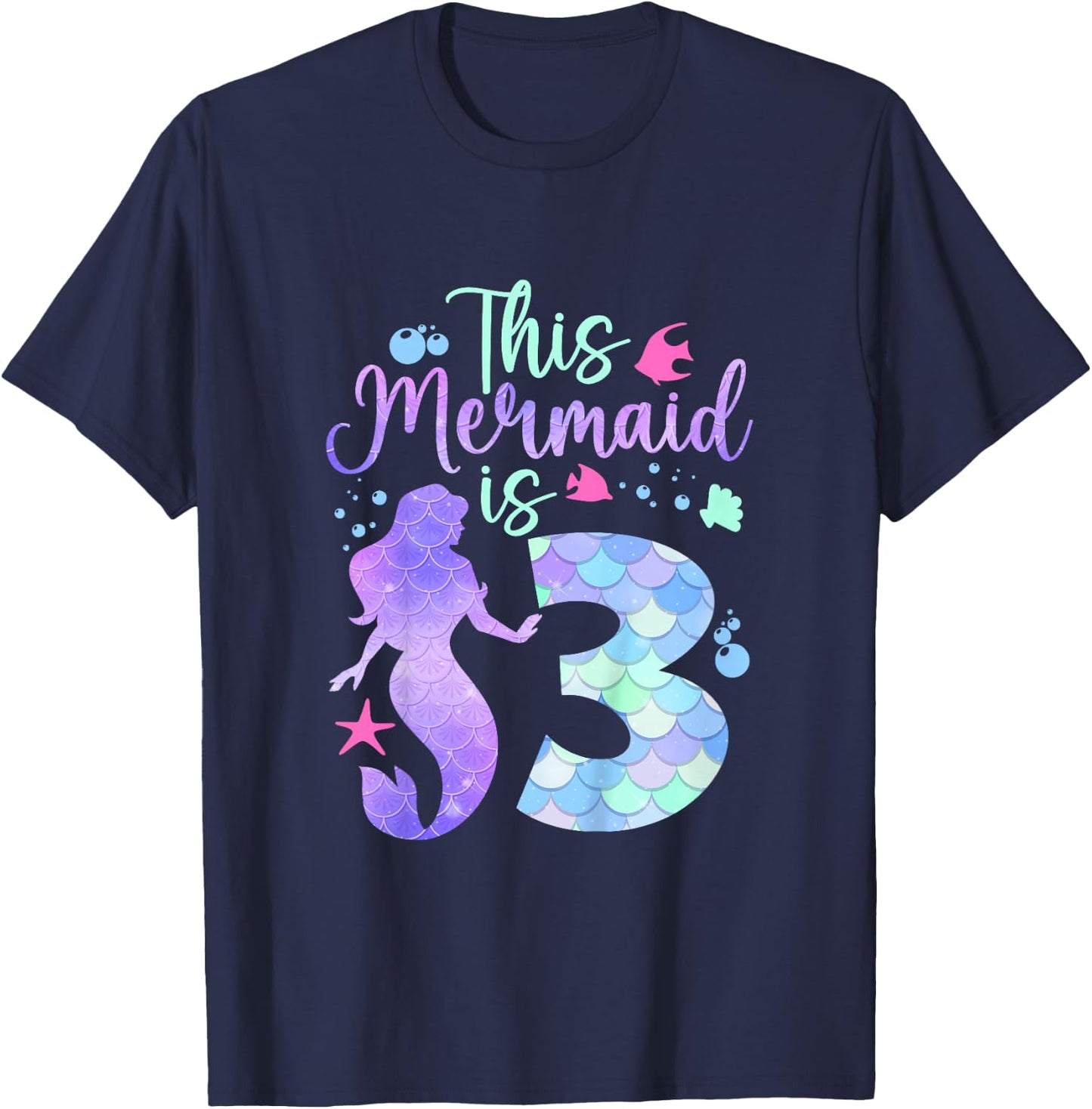 Kids This Mermaid is 3 Birthday Girls Mermaid T-Shirt - T-Shirt | Navy