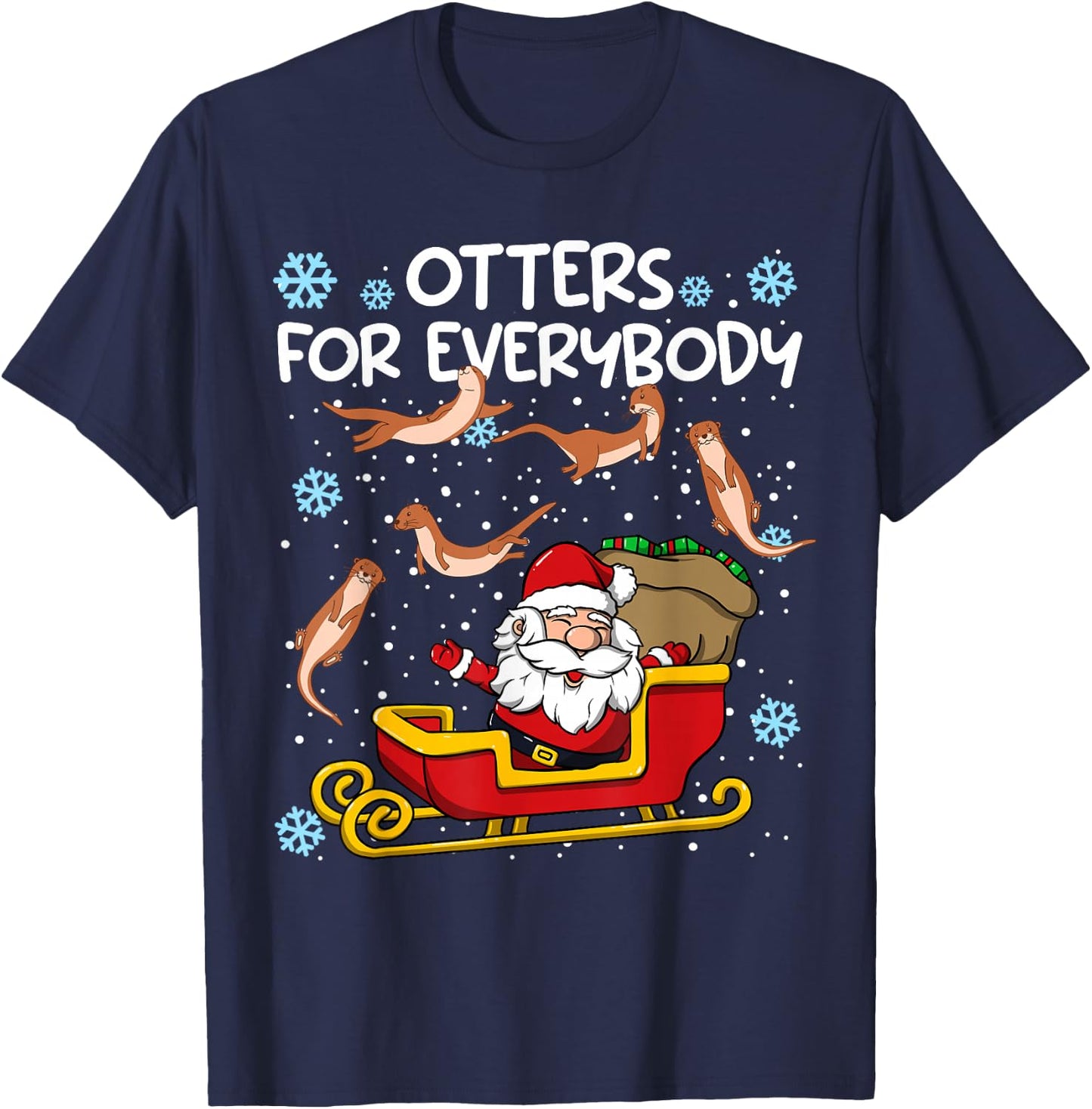 Otters for Everybody Santa Funny Christmas Otter T-Shirt - T-Shirt | Navy