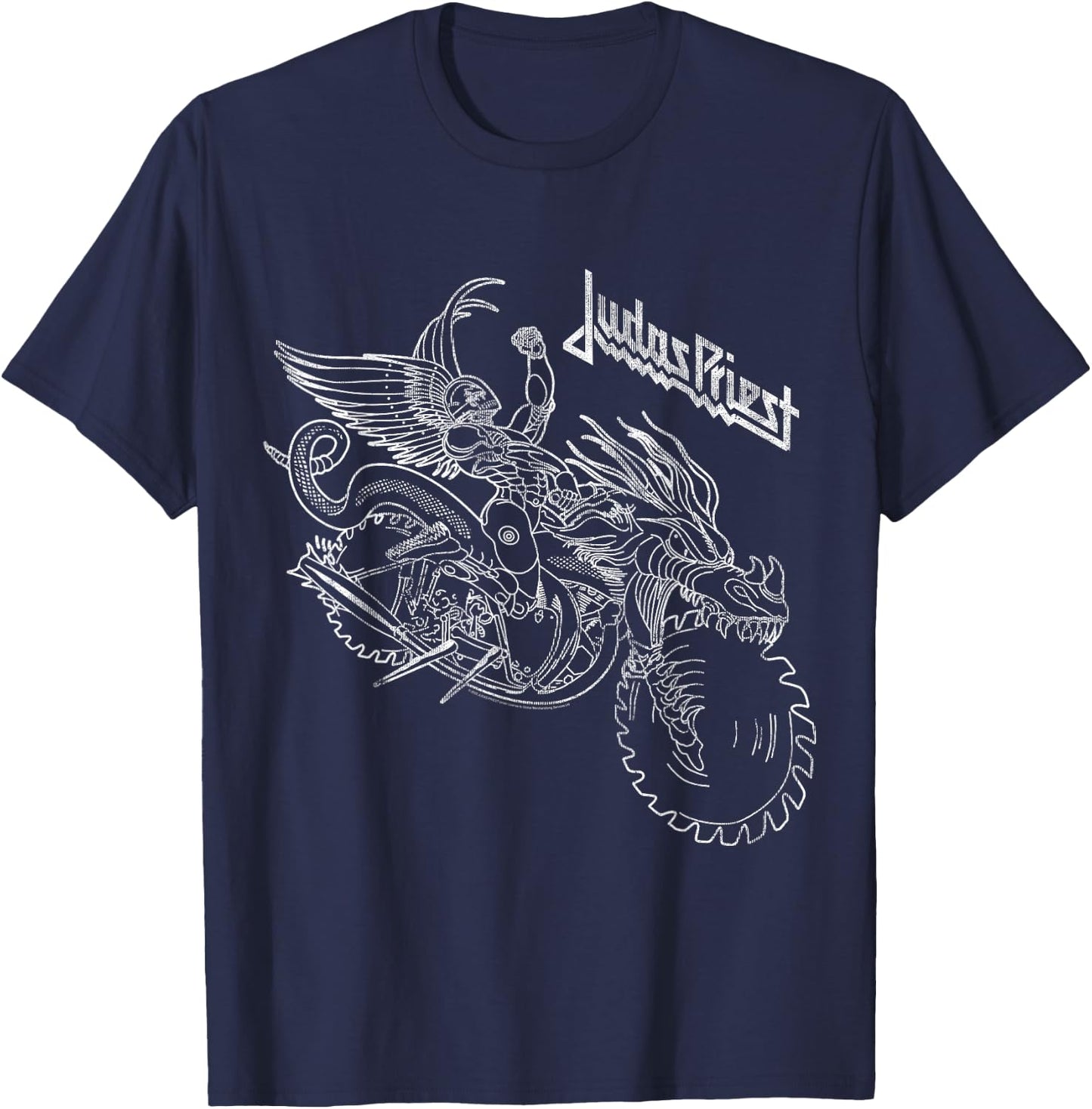 Judas Priest Pain Killer Wireframe Black T-Shirt - T-Shirt | Navy