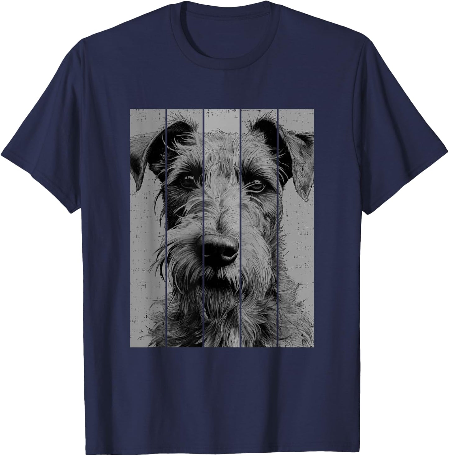 Cool Irish Terrier Portrait Black And White Style T-Shirt - T-Shirt | Navy