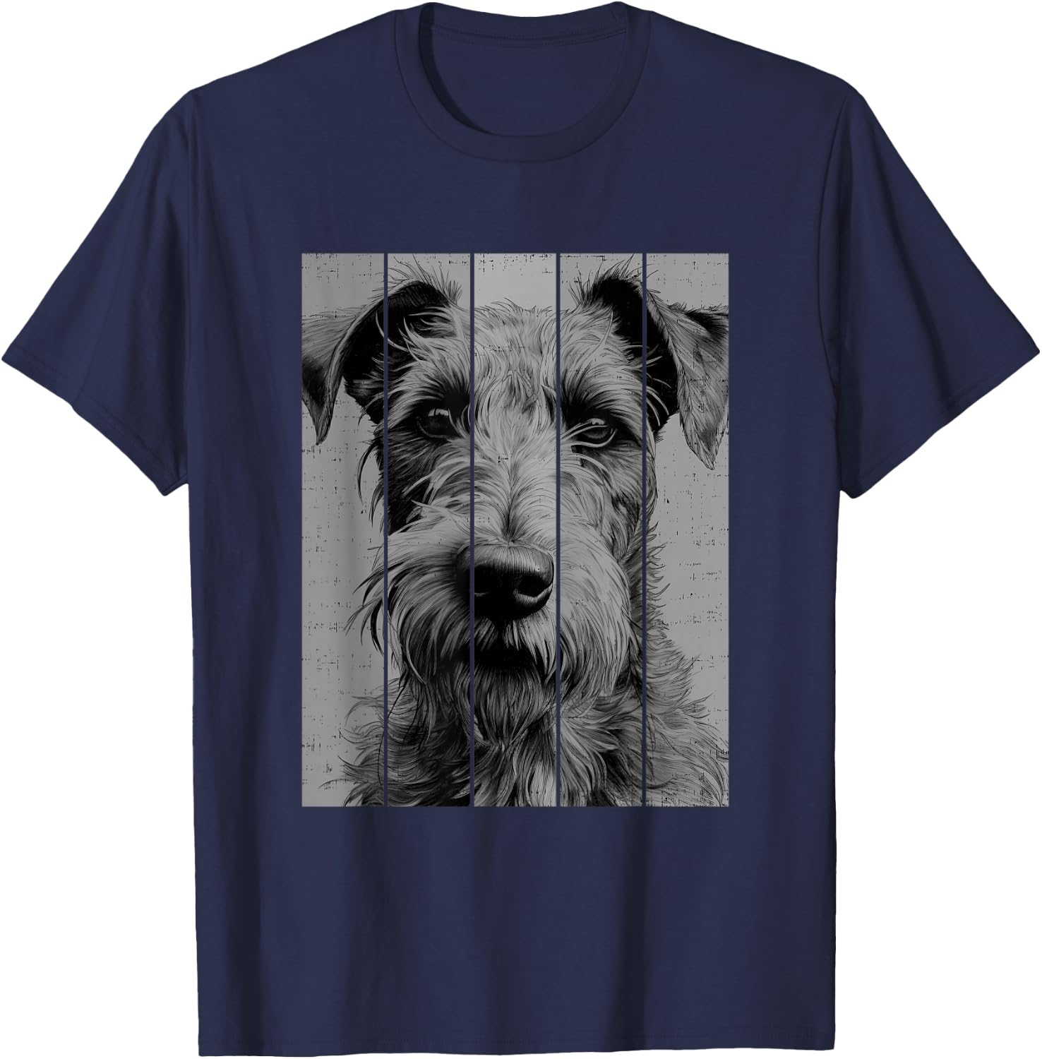 Cool Irish Terrier Portrait Black And White Style T-Shirt - T-Shirt | Navy