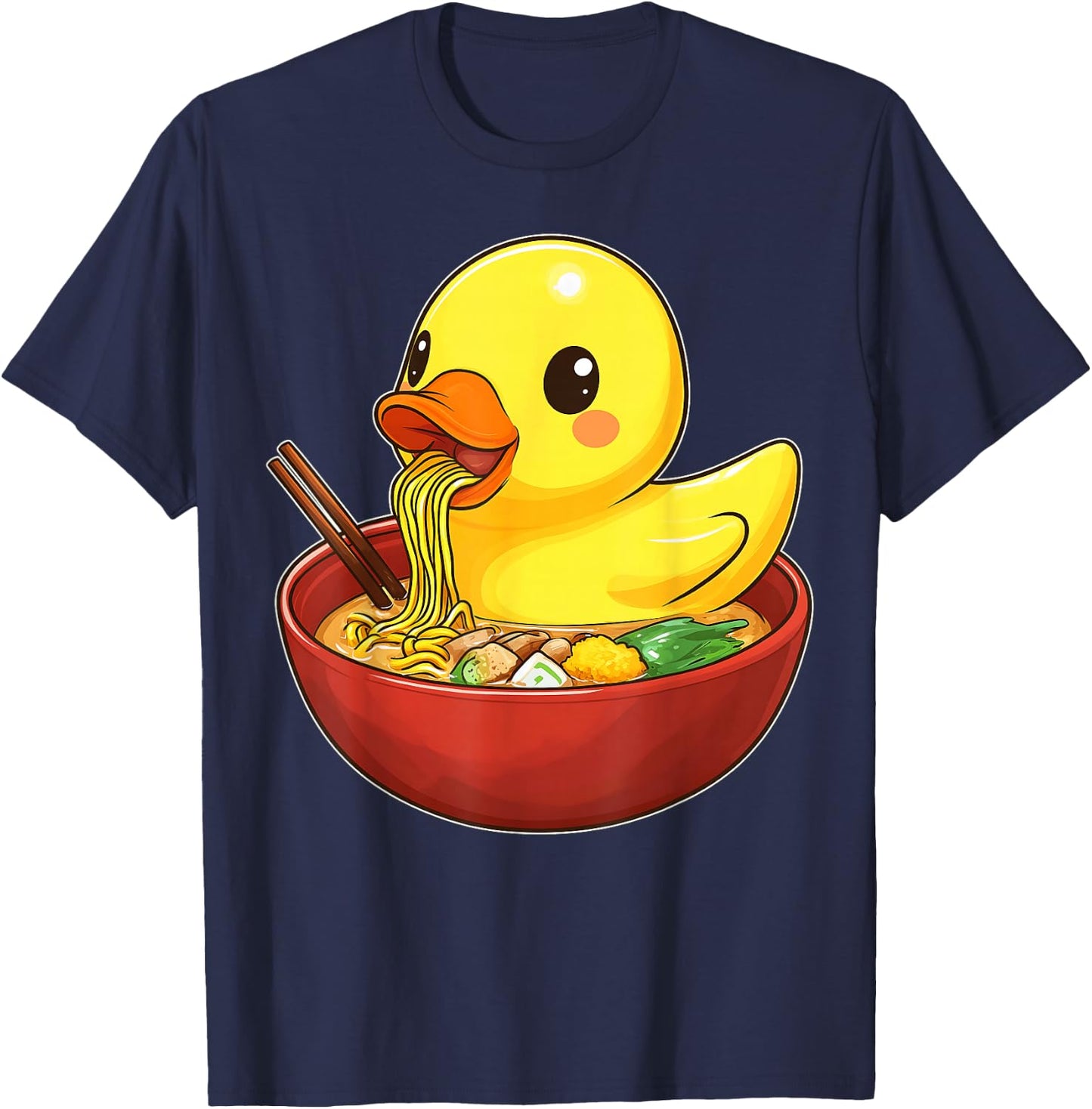 Rubber Duck Ducky Japanese Noodles Cute Kawaii T-Shirt - T-Shirt | Navy