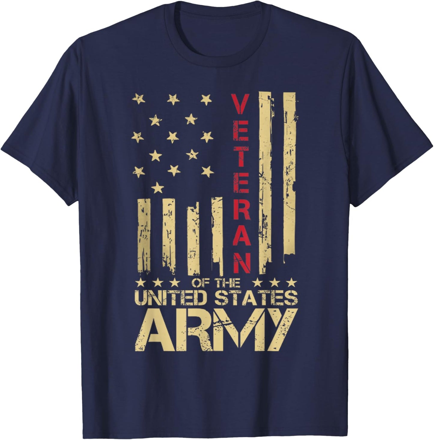 Patriotic U.S Army Veteran Red Line American Flag Vintage Small T-Shirt - T-Shirt | Navy