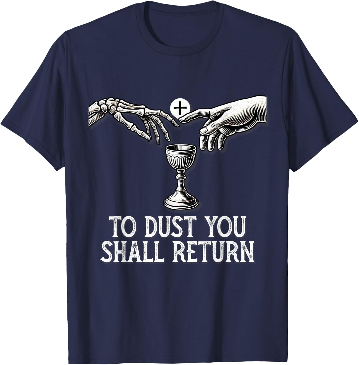 Memento Mori Catholic Eucharist Traditional Latin Mass Skull T-Shirt - T-Shirt | Navy