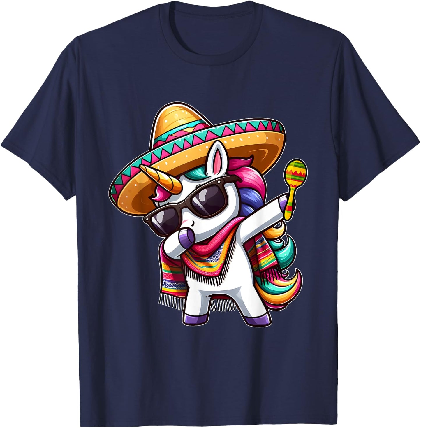 Cinco de Mayo Dabbing Unicorn Funny Mexican Dab Girl Kids T-Shirt - T-Shirt | Navy