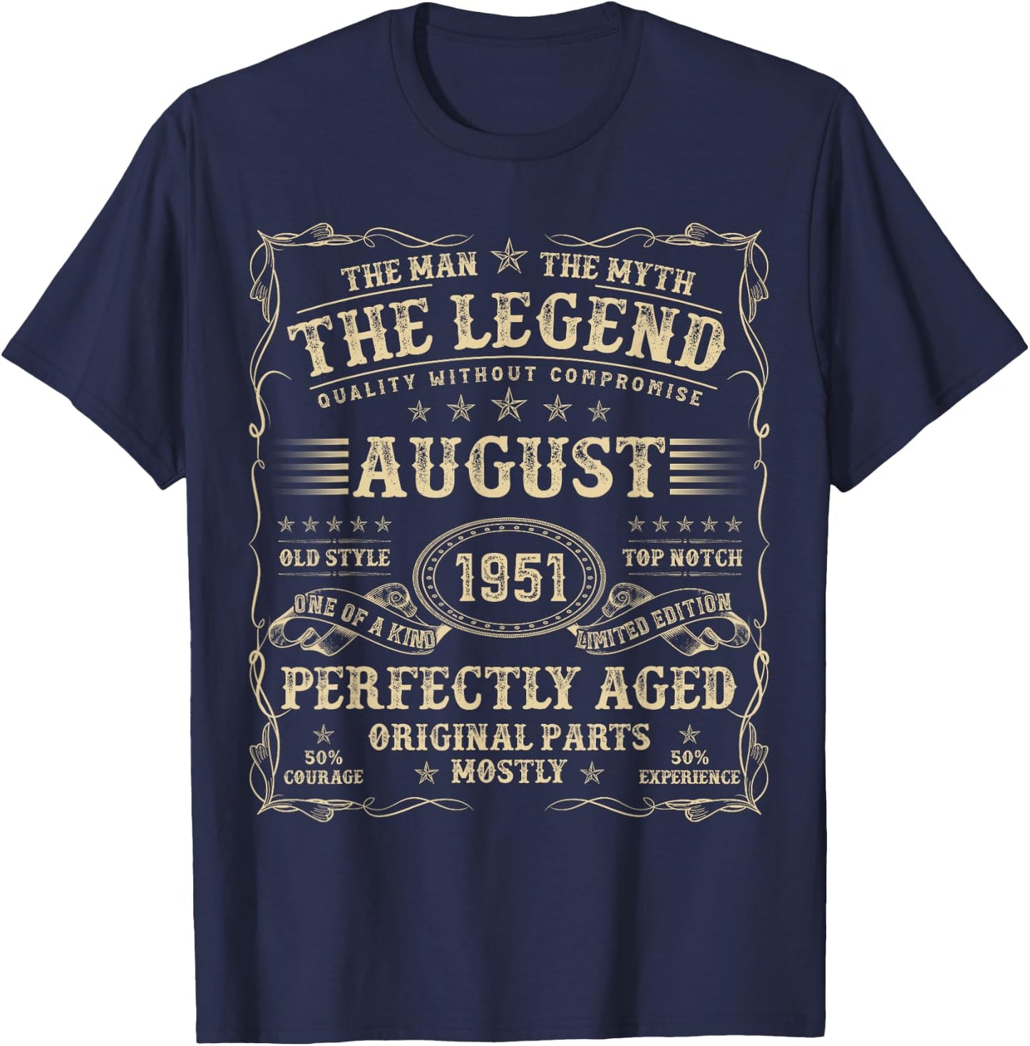 August 1951 73 Year Old Birthday Gifts 73rd Birthday T-Shirt - T-Shirt | Navy
