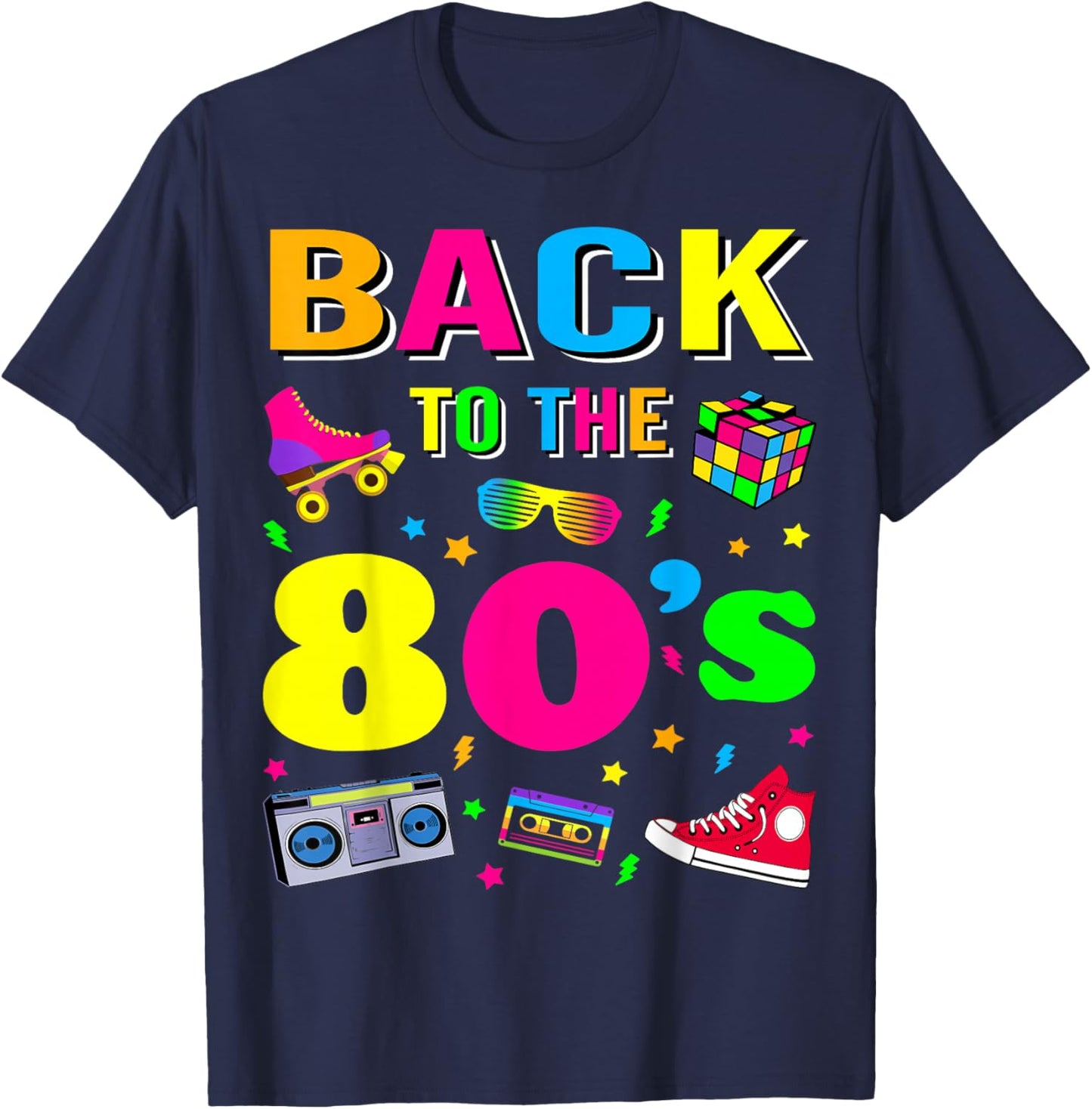 80s Retro Motto I Love 80's T-Shirt - T-Shirt | Navy