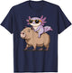 Funny Axolotl Graphic Cute Axolotl Riding A Capybara T-Shirt - T-Shirt | Navy
