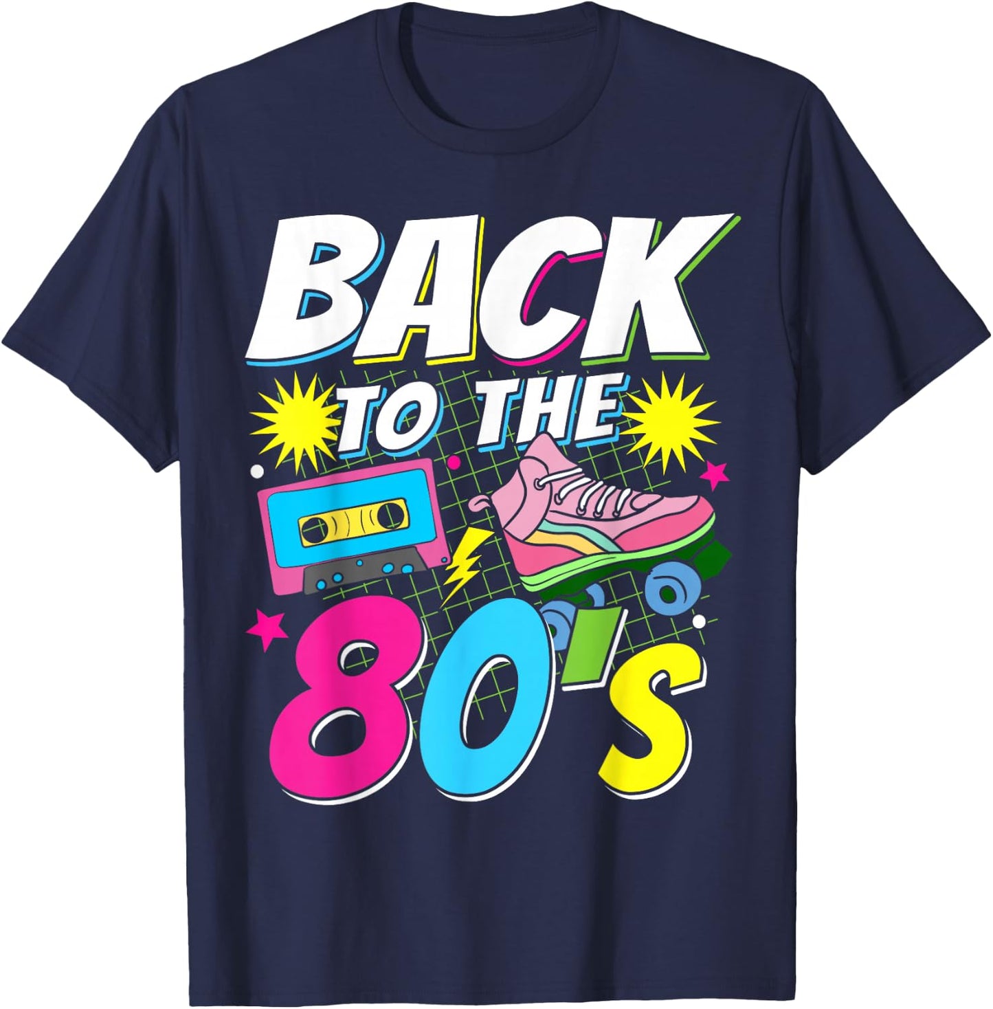 80s 80s 80s Retro Back to the 80s , black T-Shirt - T-Shirt | Navy