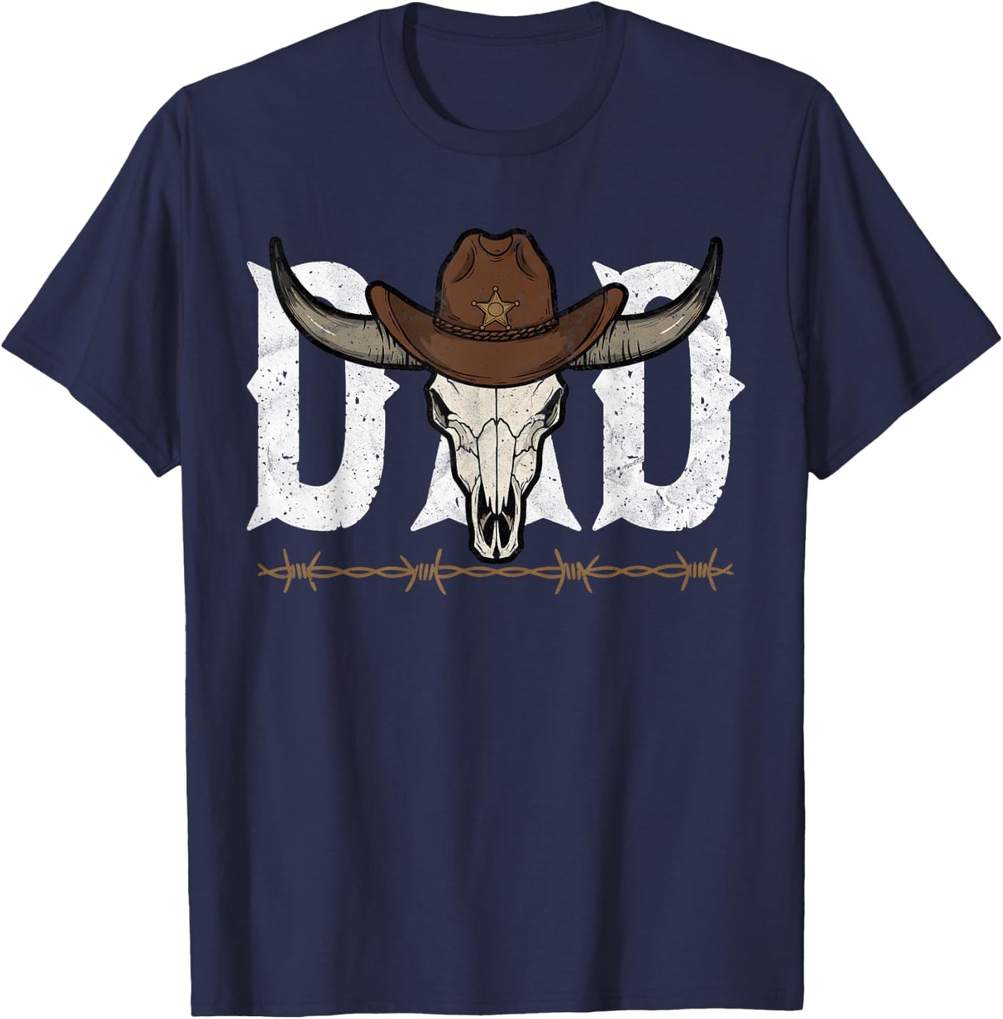 Dad Cowboy Western Rodeo Father's Day Birthday Retro Vintage T-Shirt - T-Shirt | Navy
