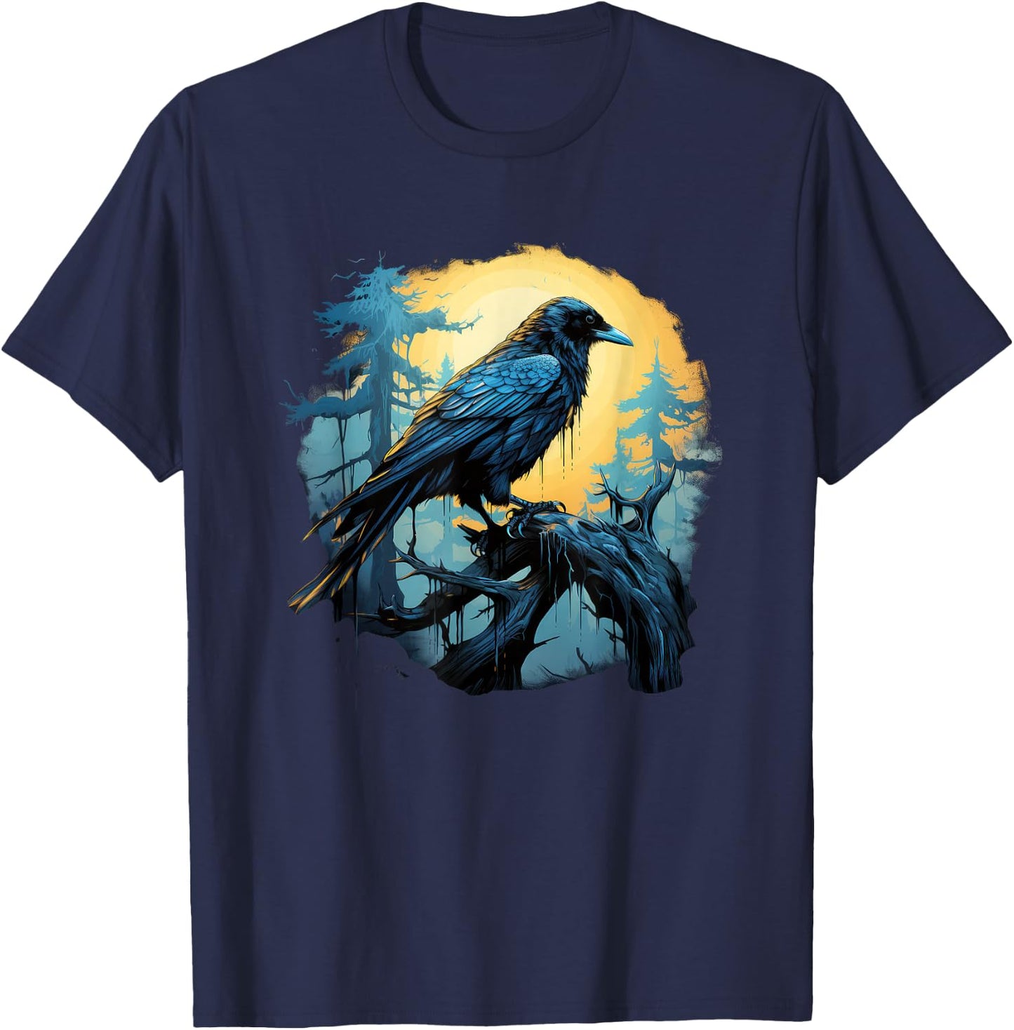 Captivating Raven Odin Myth Enshrouded in Nordic Lore T-Shirt - T-Shirt | Navy
