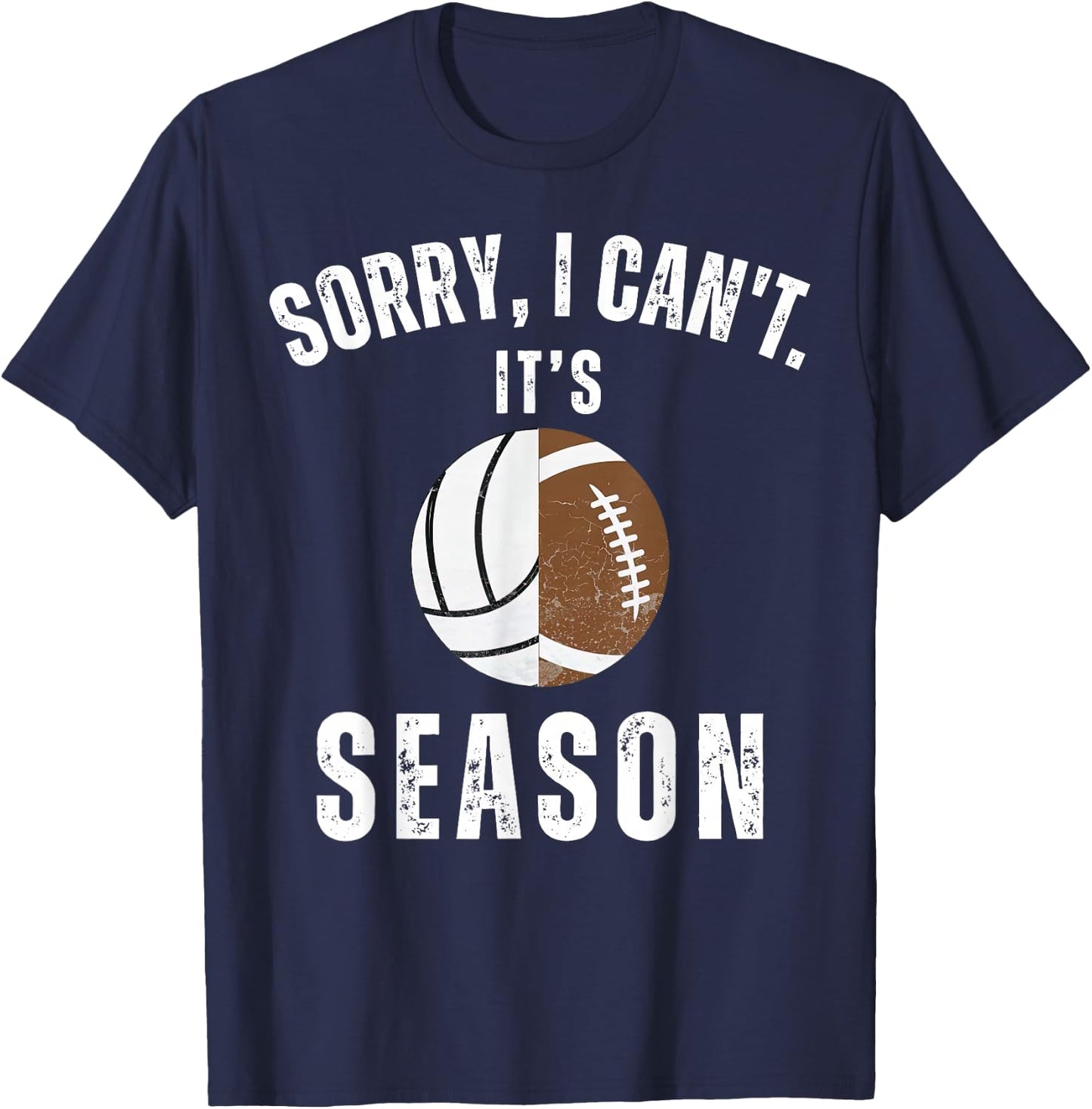 Mom Of Both Sorry I Can't it's Volleyball Football Season T-Shirt - T-Shirt | Navy