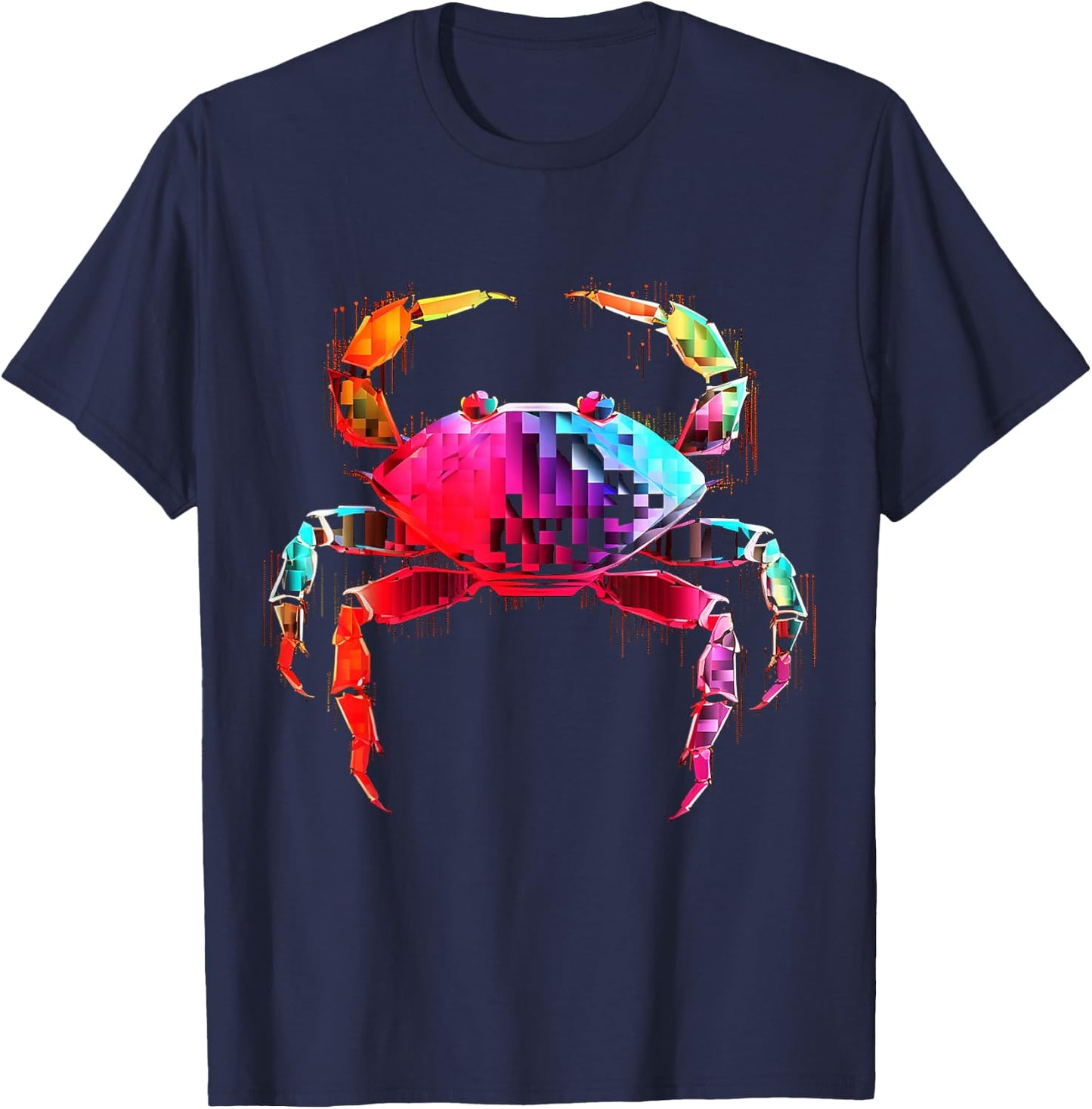 Crab Colorful Geometric Animal Art Graphic Motif Crab T-Shirt - T-Shirt | Navy