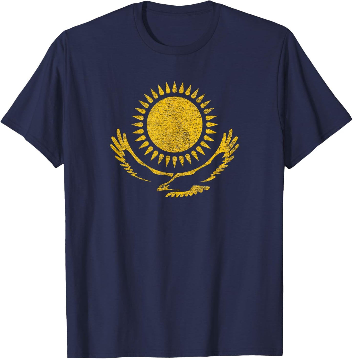 Kazakhstan National Flag Eagle and Sun Almaty Astana T-Shirt - T-Shirt | Navy