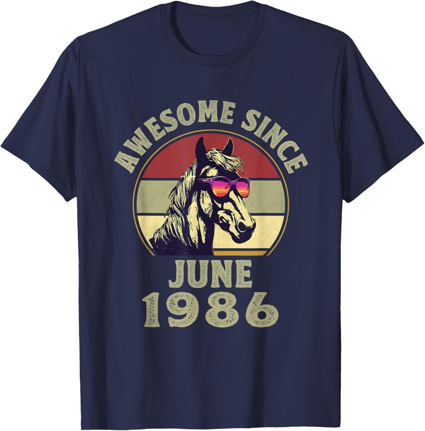 Awesome Since June 1986 36th Birthday Horse Lovers T-Shirt - T-Shirt | Navy