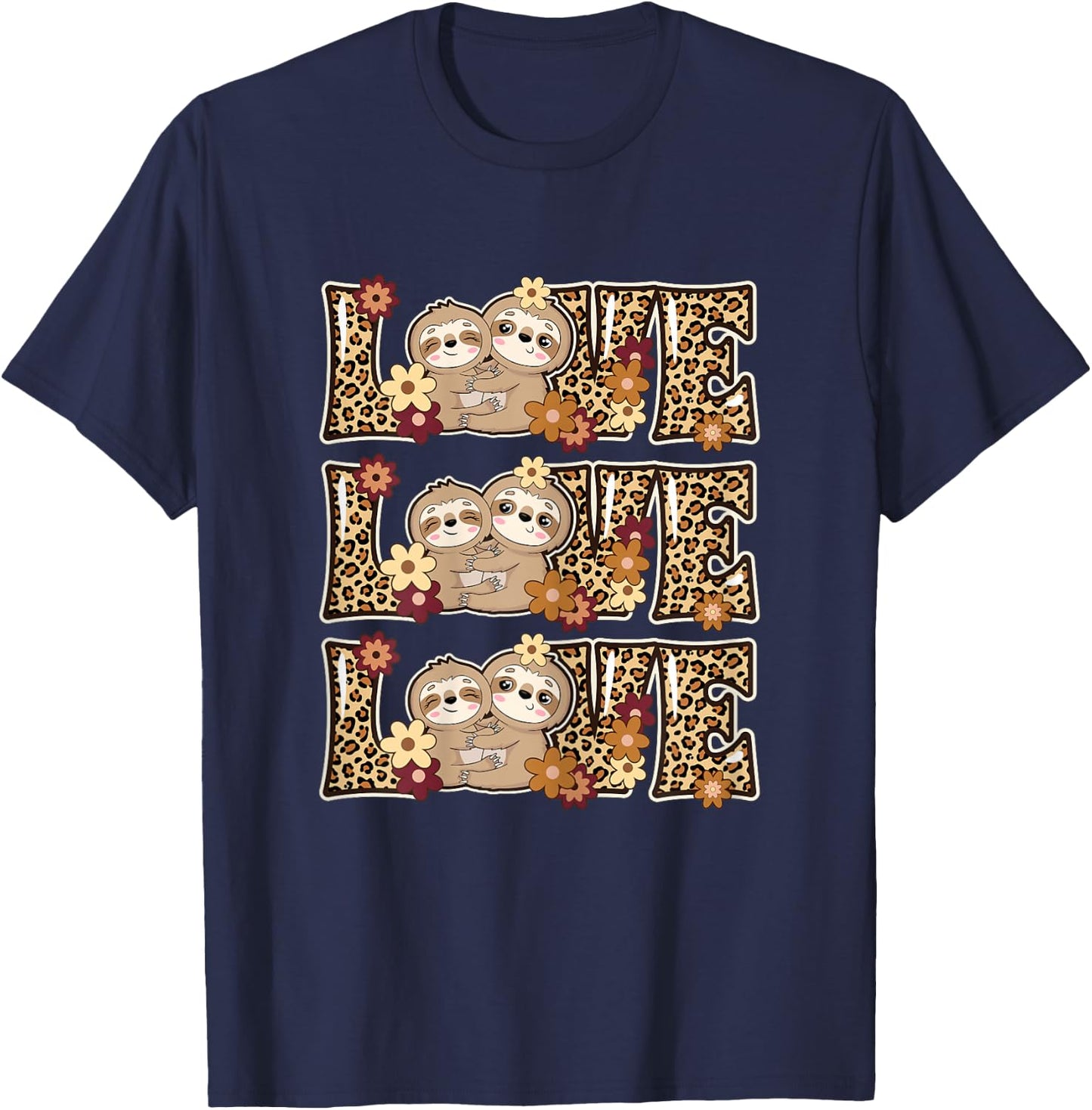 Love Sloth Women Sloth Lover Outfit Girls Kids Cute Sloth T-Shirt - T-Shirt | Navy