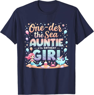 One Der The Sea Aunt Auntie Of The Birthday Girl T-Shirt - T-Shirt | Navy