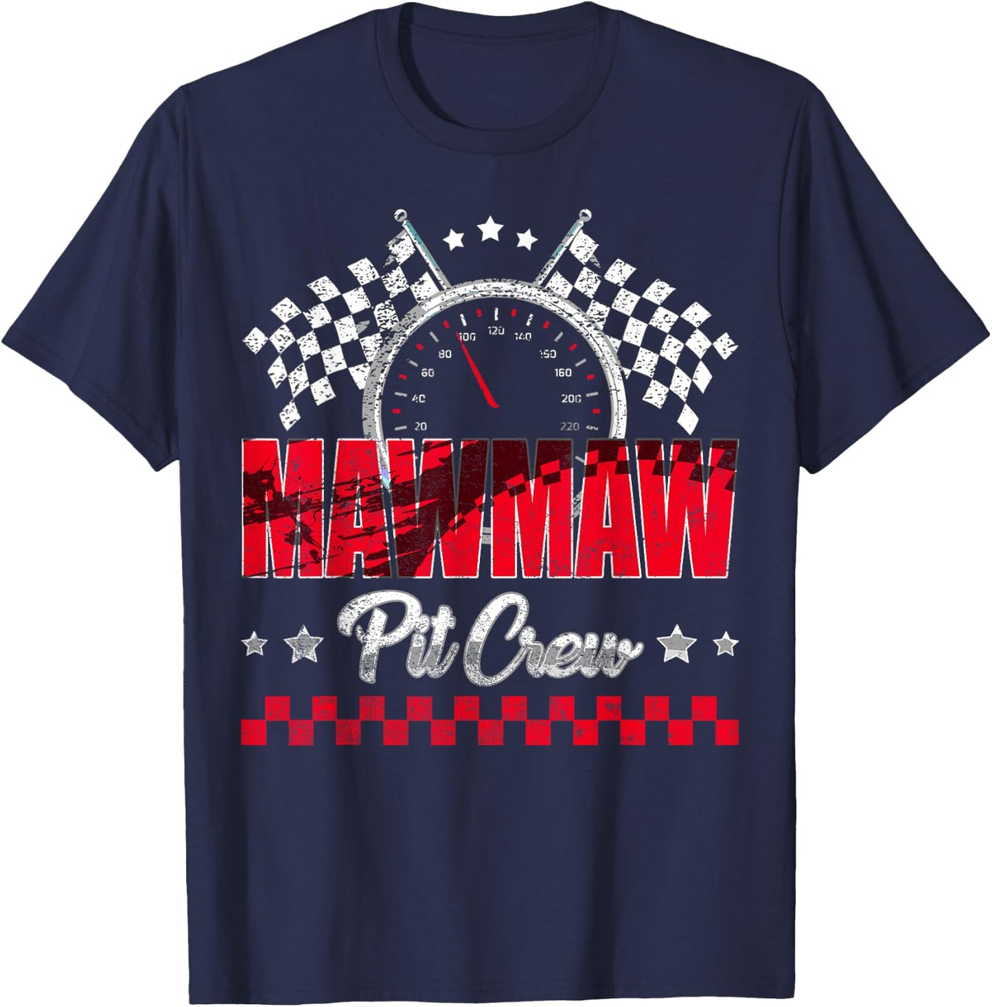 Race Car Birthday Party Racing Family Mawmaw Pit Crew T-Shirt - T-Shirt | Navy