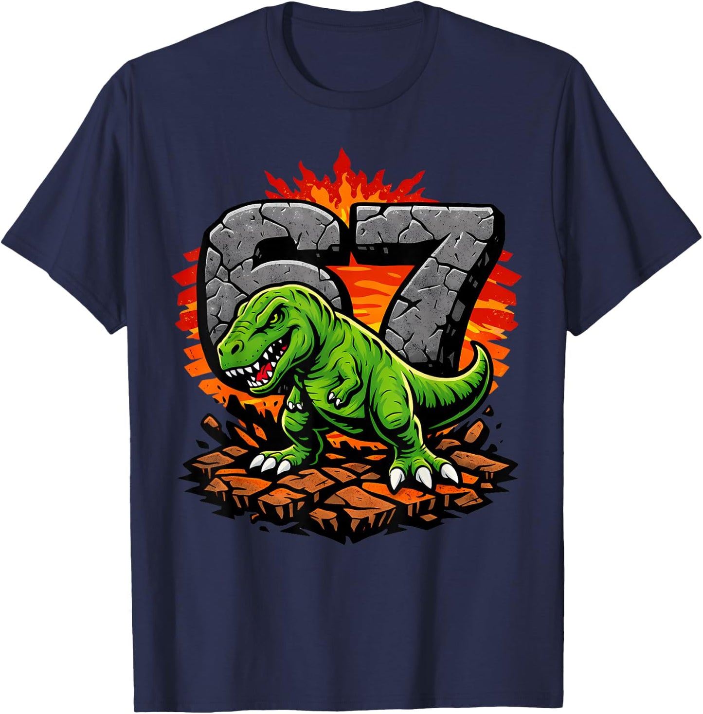 Six Seven 67 T-Rex Dinosaur T-Shirt - T-Shirt | Navy