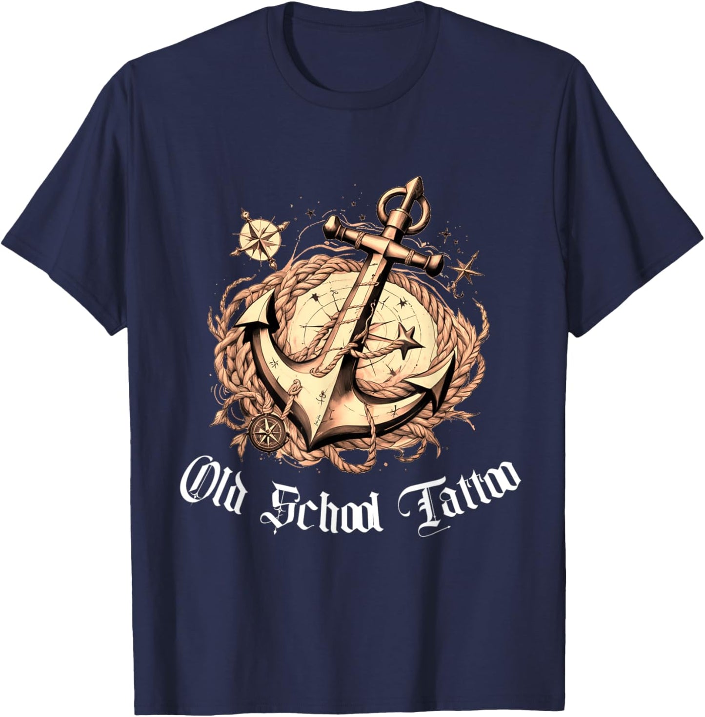 Old School Tattoo Vintage Tattoo Gift , Black, S T-Shirt - T-Shirt | Navy