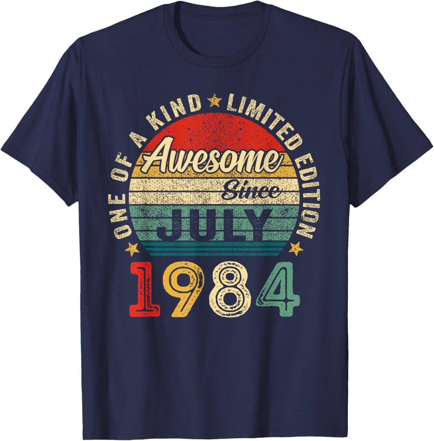 Funny 40 Years Old July 1984 Vintage 40th Birthday Men Women T-Shirt - T-Shirt | Navy