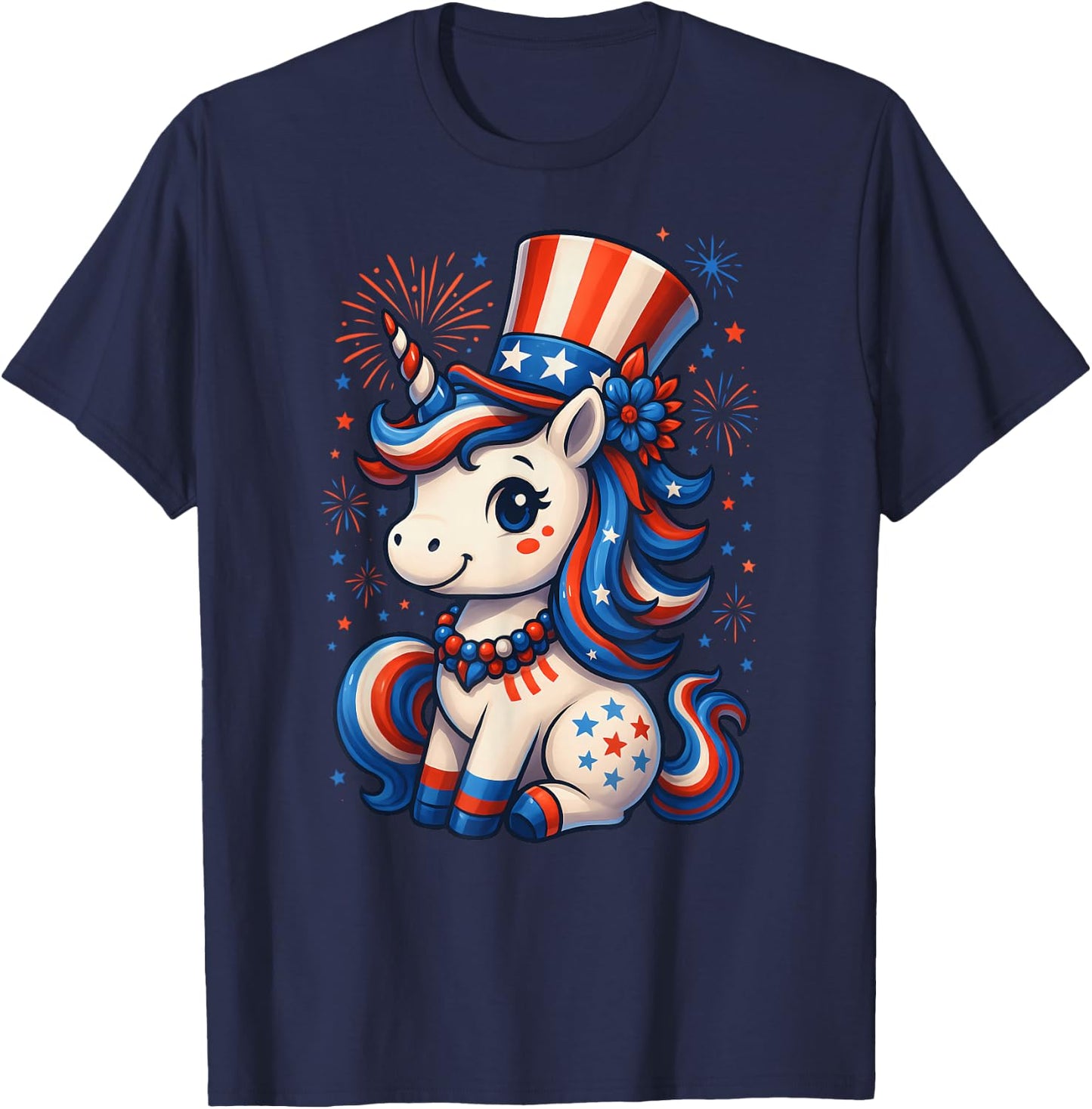4th Of July Unicorn Patriotic Americorn Girls Toddler Kids T-Shirt - T-Shirt | Navy