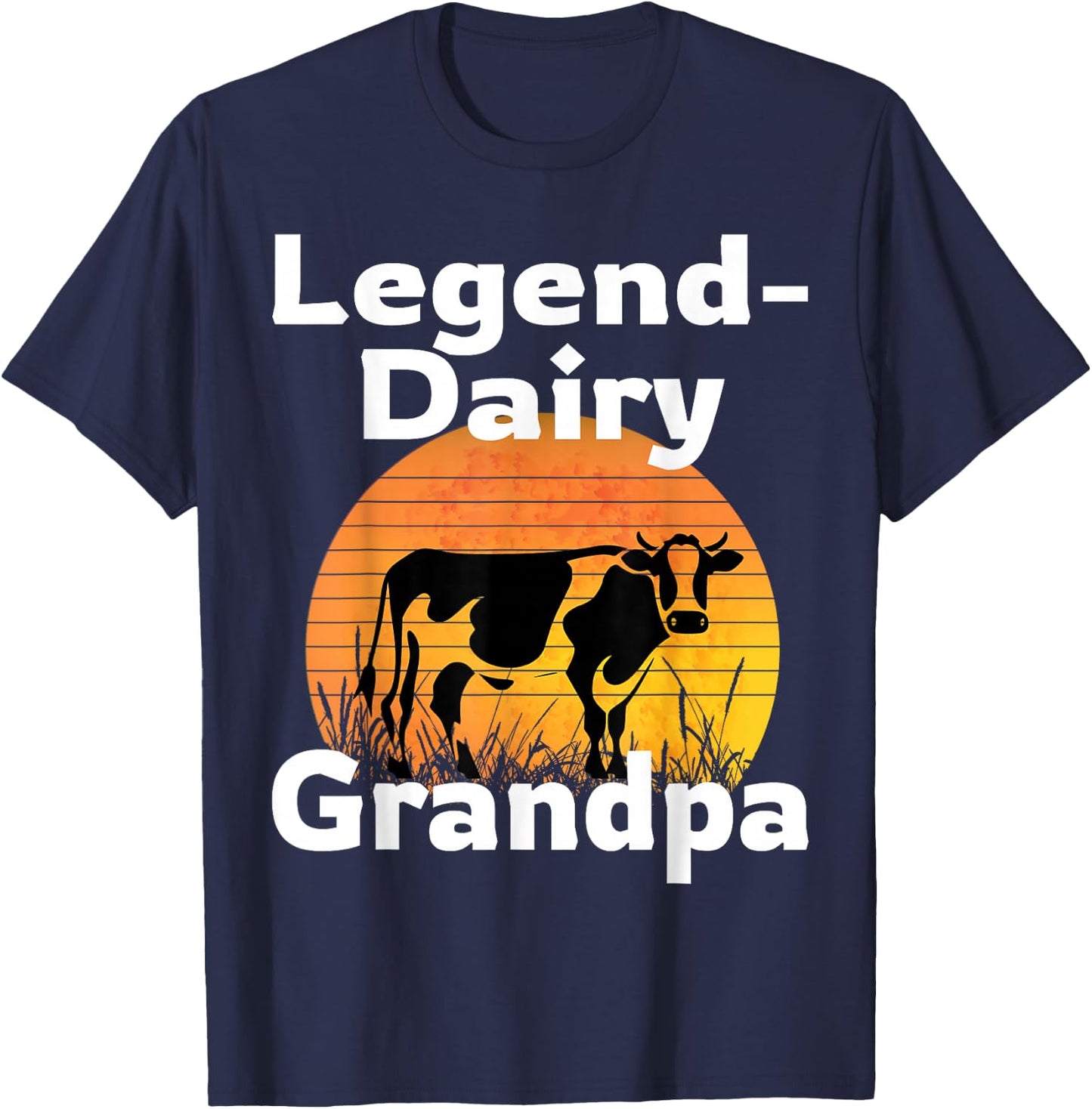 Funny Legend Dairy Grandpa Retro Cow Farmer Dairy Farming T-Shirt - T-Shirt | Navy