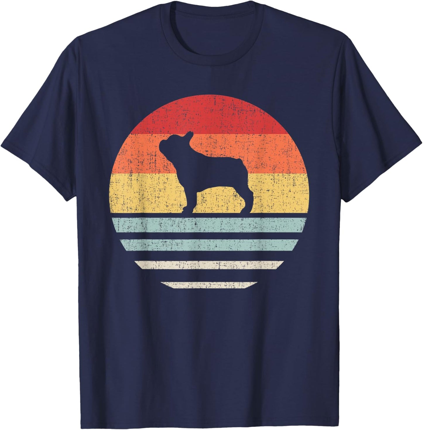 Vintage Retro French Bulldog Dog Mom Dad Gift Cute Dog Lover Men Women Kids T-Shirt - T-Shirt | Navy
