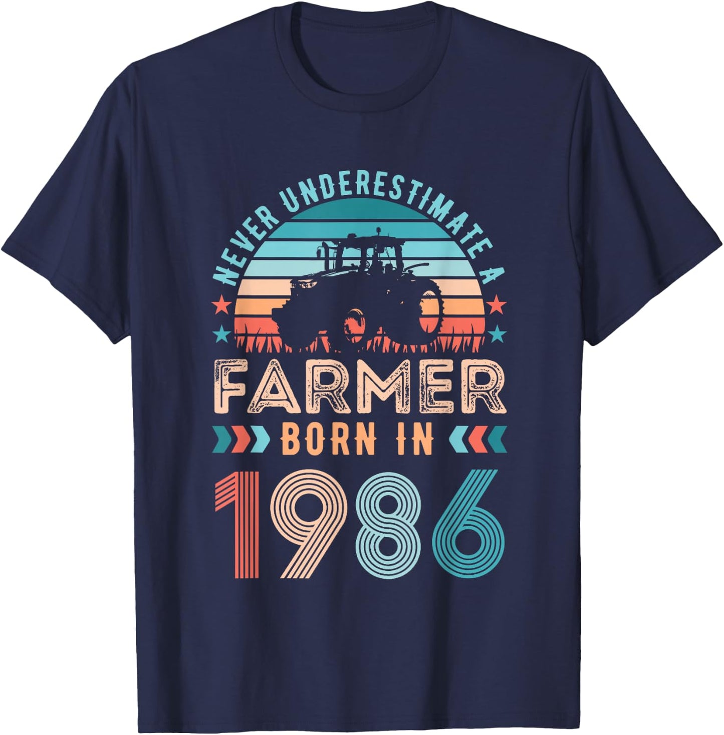 Farmer born in 1986 40th Birthday Farming Gifts T-Shirt - T-Shirt | Navy