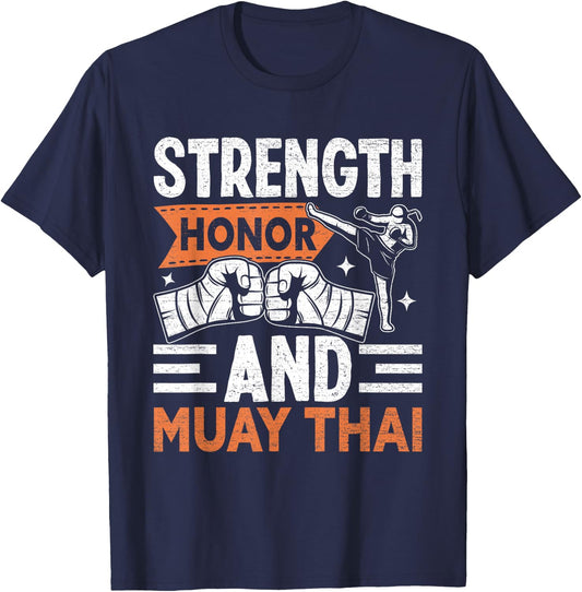 Strength Honor and Muay Thai T-Shirt - T-Shirt | Navy