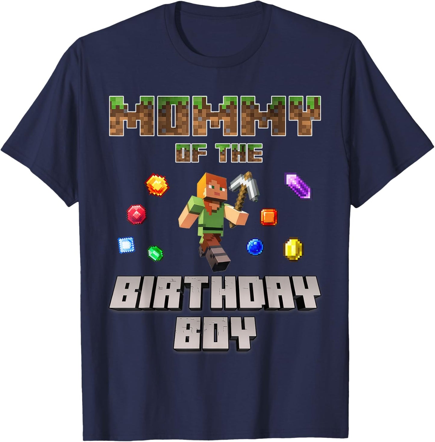 Mommy Of The Birthday Boy Video Gamer Pixel Number T-Shirt - T-Shirt | Navy