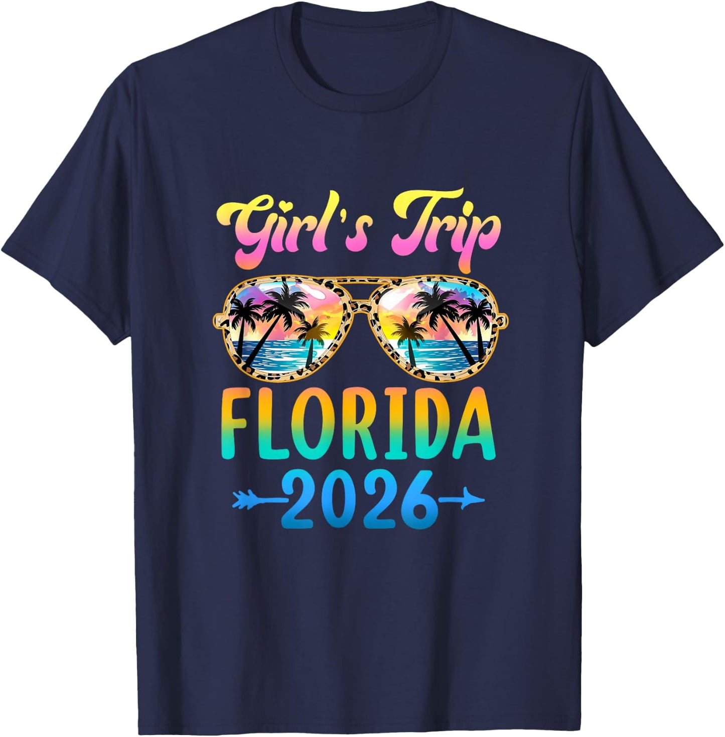 Girl's Trip Florida 2026 Summer Vacation Sunglasses T-Shirt - T-Shirt | Navy