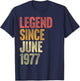 49 Year Old Legend Since June 1977 Retro 49th Birthday T-Shirt - T-Shirt | Navy