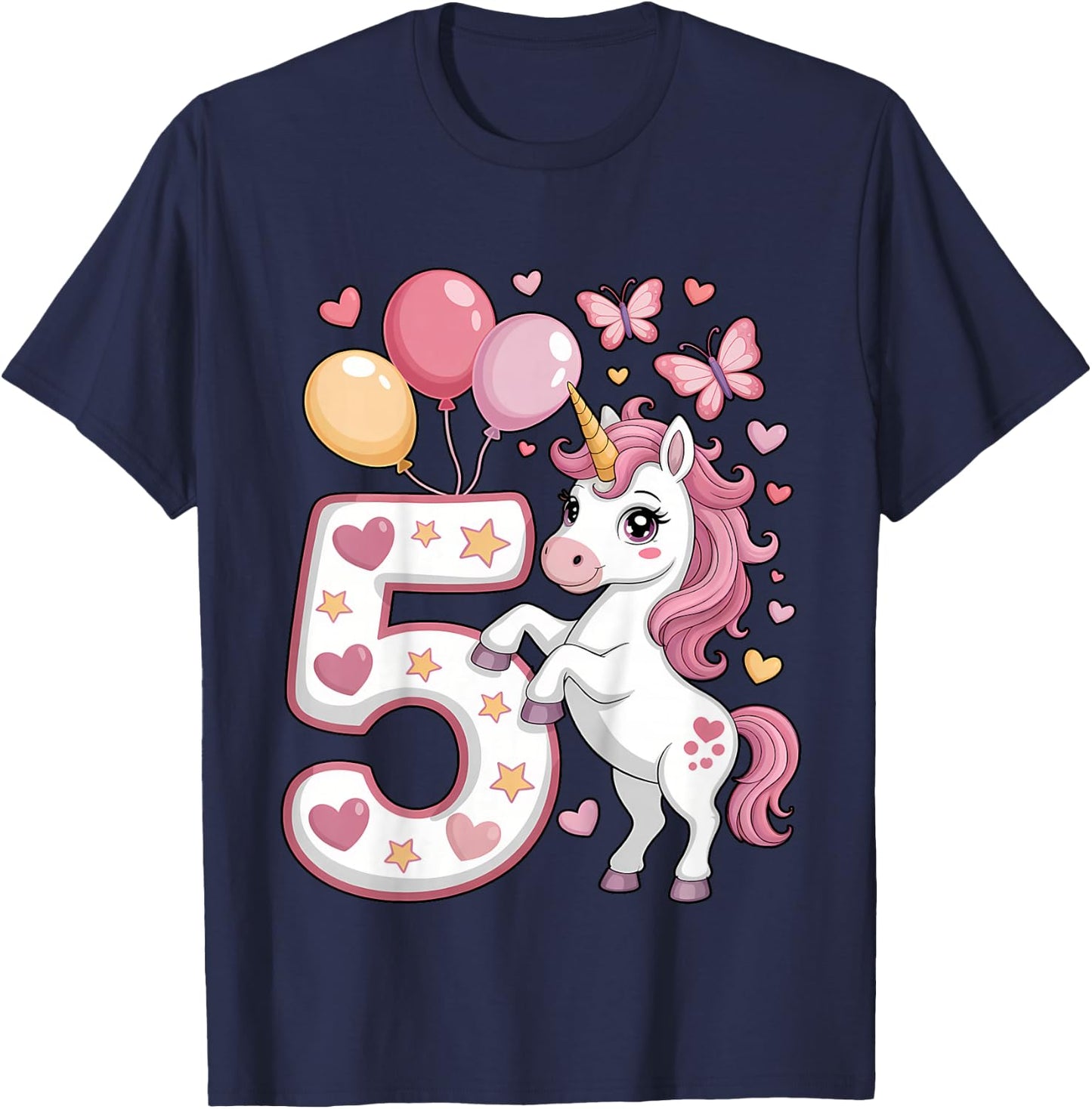 Einhorn 5. Geburtstag Mädchen Alter 5 Pferd I Am 5 Jahre alt Kinder T-Shirt - T-Shirt | Navy