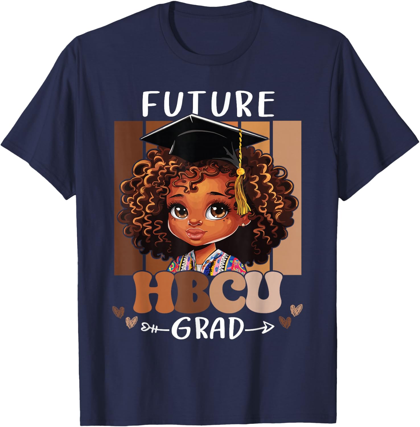 Future HBCU Grad kids Black Girl Afro Black History Month T-Shirt - T-Shirt | Navy