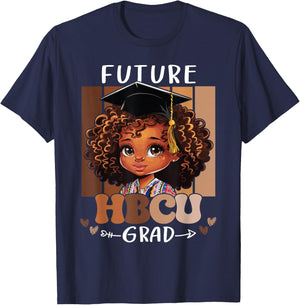 Future HBCU Grad kids Black Girl Afro Black History Month T-Shirt - T-Shirt | Navy
