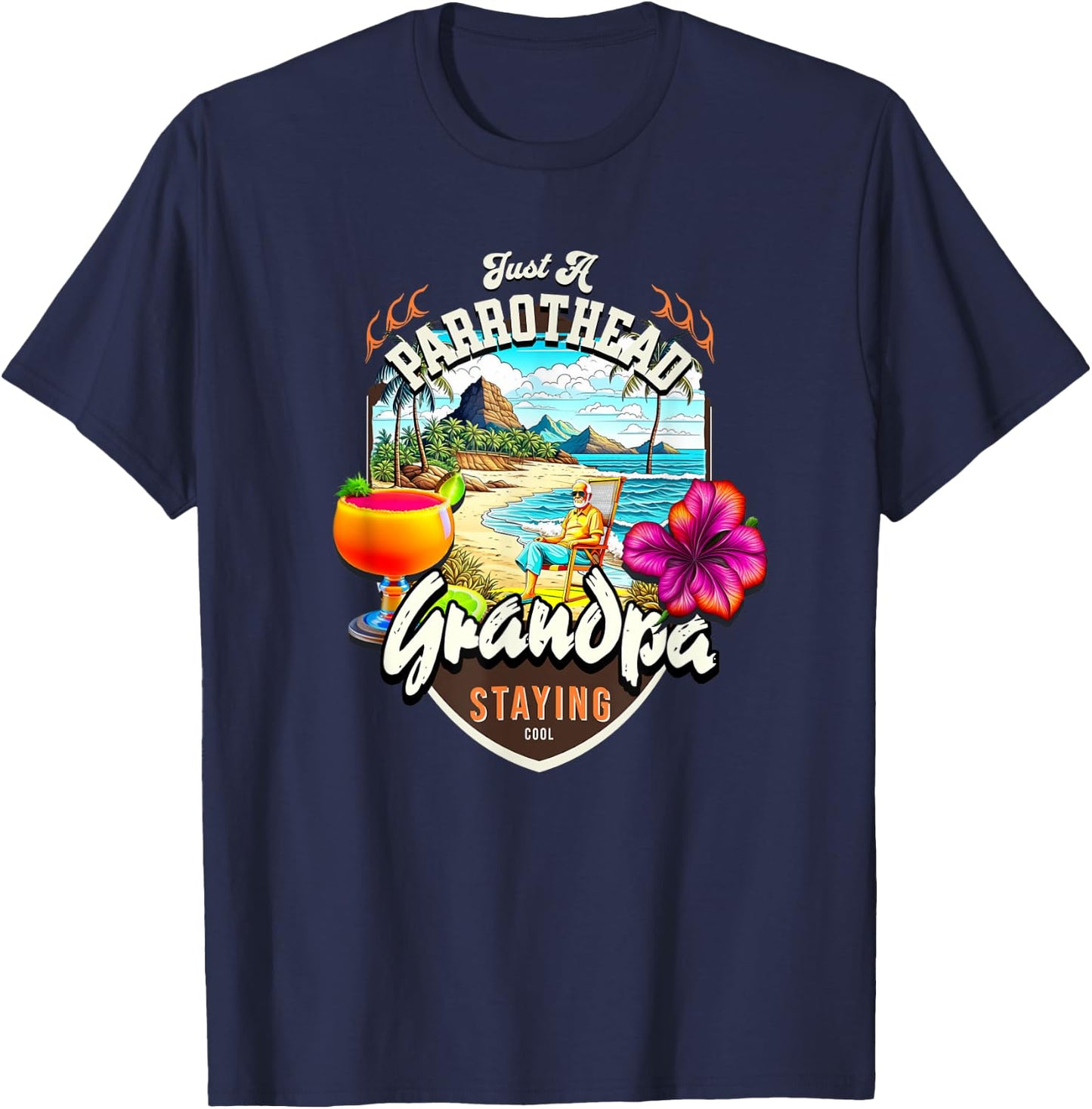 Parrothead Grandpa T-Shirt - T-Shirt | Navy