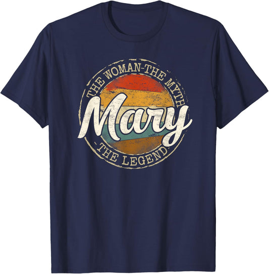 Mary The Woman The Myth The Legend Vintage Name T-Shirt - T-Shirt | Navy