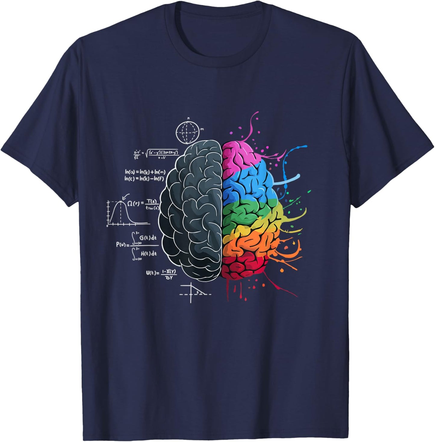 Balanced Brain: Logic Meets Art , Black, S T-Shirt - T-Shirt | Navy