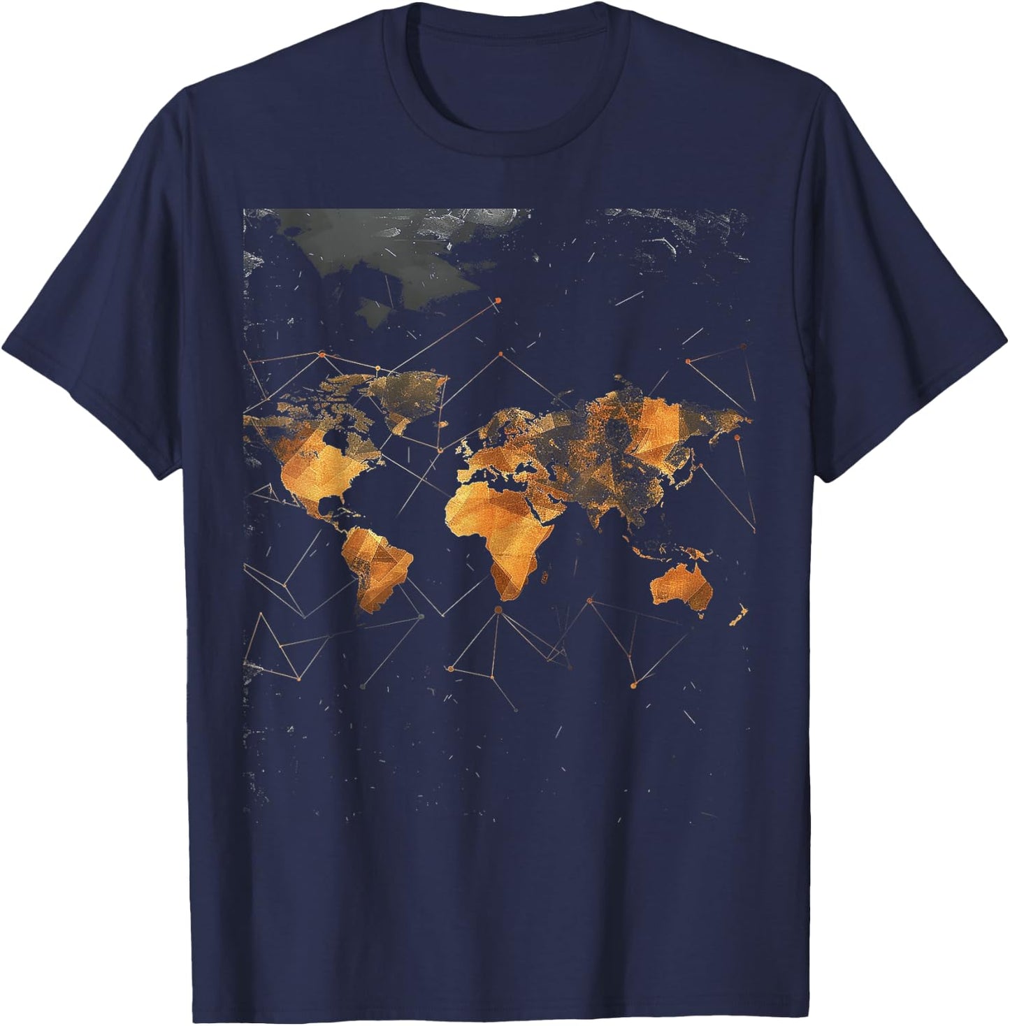 Geometric World Map T-Shirt - T-Shirt | Navy