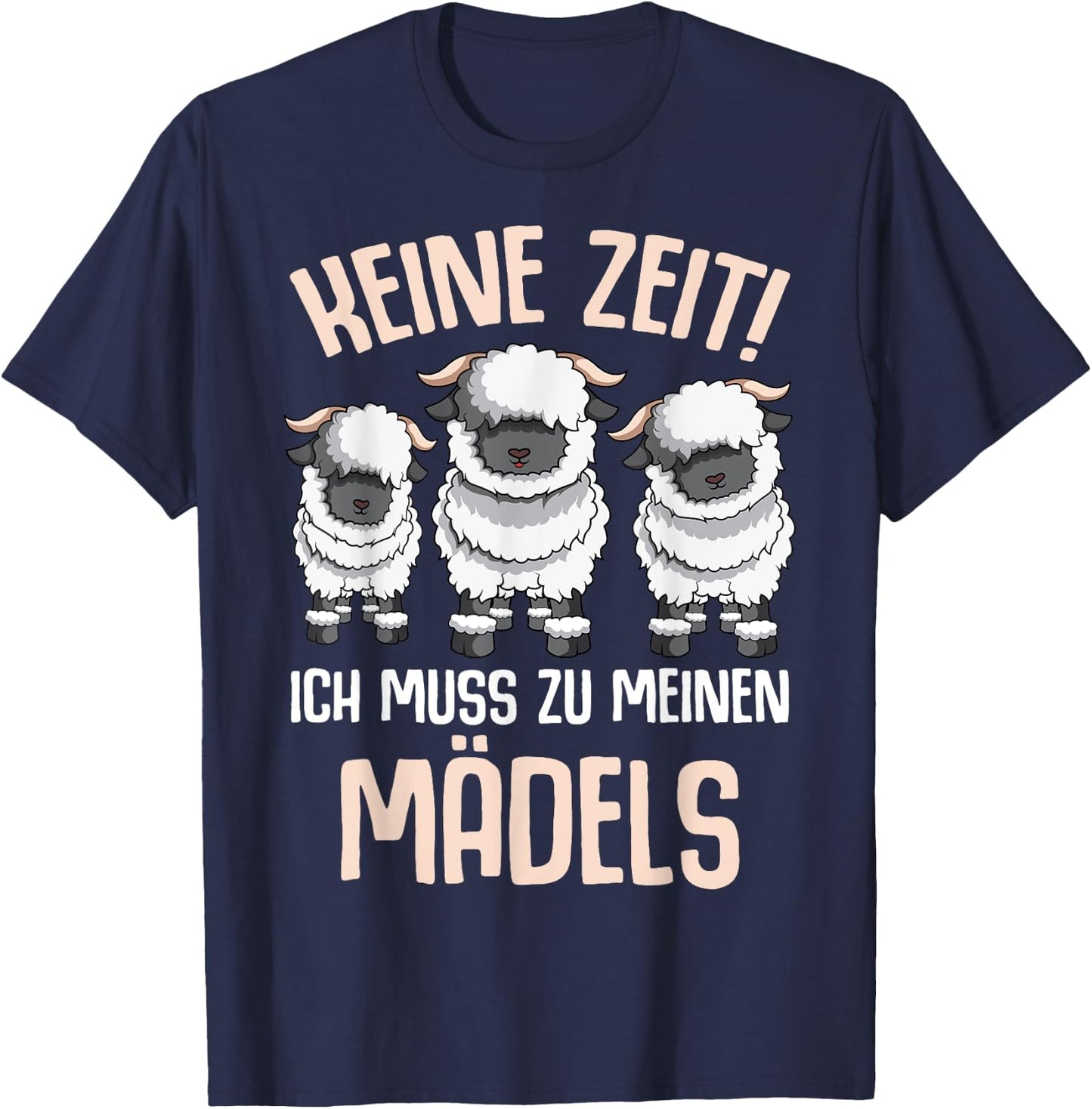 Walliser Schwarznasenschaf Schafe T-Shirt - T-Shirt | Navy