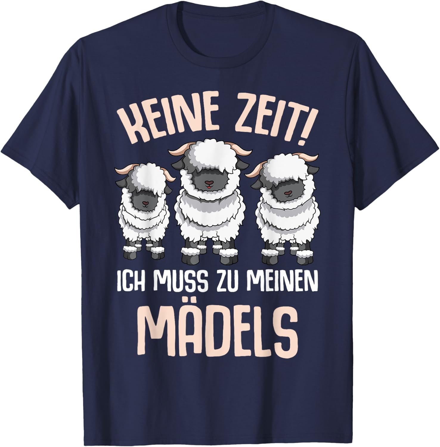 Walliser Schwarznasenschaf Schafe T-Shirt - T-Shirt | Navy