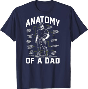 Anatomy of a Dad Funny Fatherhood Diagram Pun (on Back) T-Shirt - T-Shirt | Navy