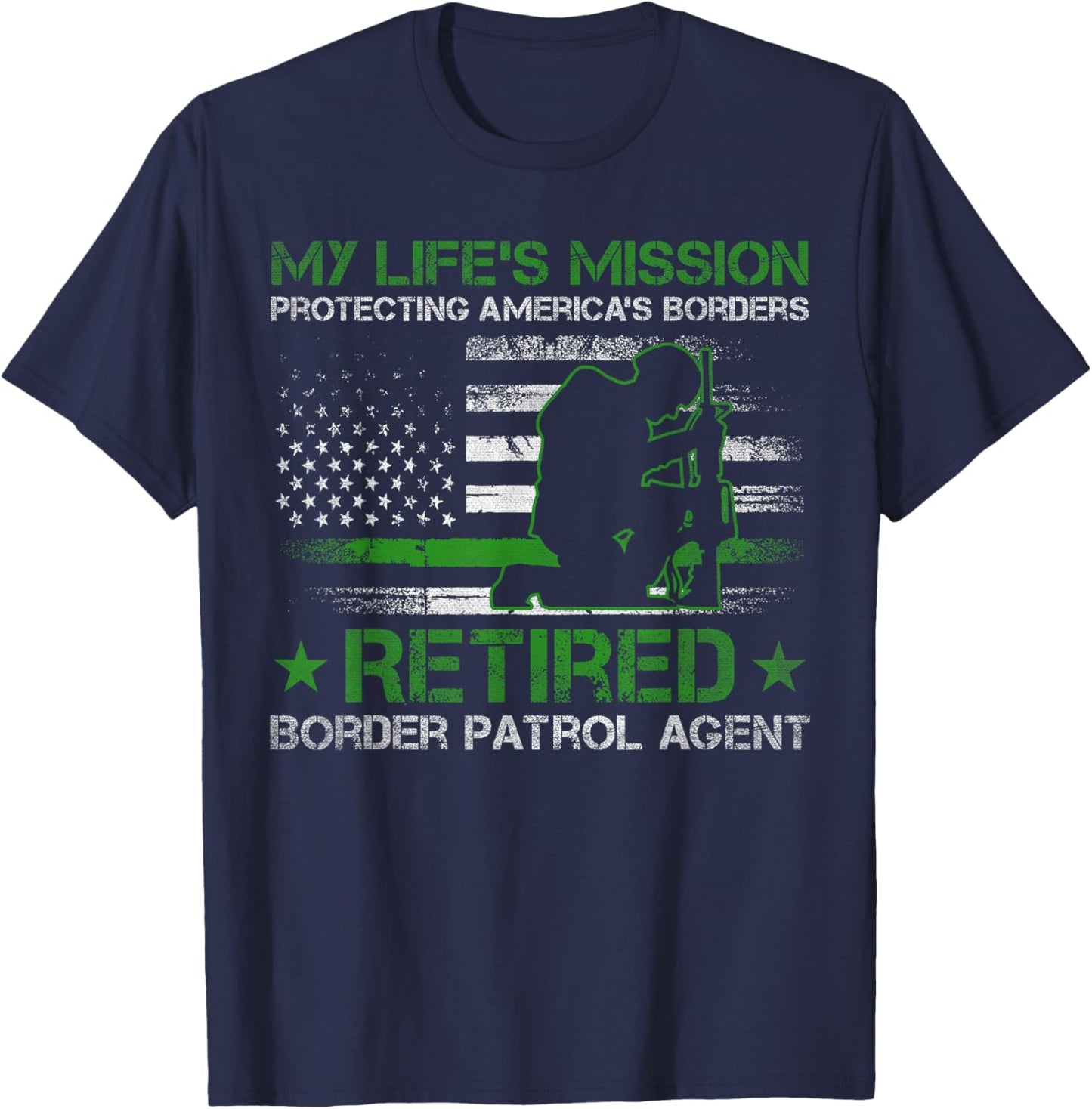 Protecting Americas Borders - Retired Border Patrol Agent T-Shirt - T-Shirt | Navy