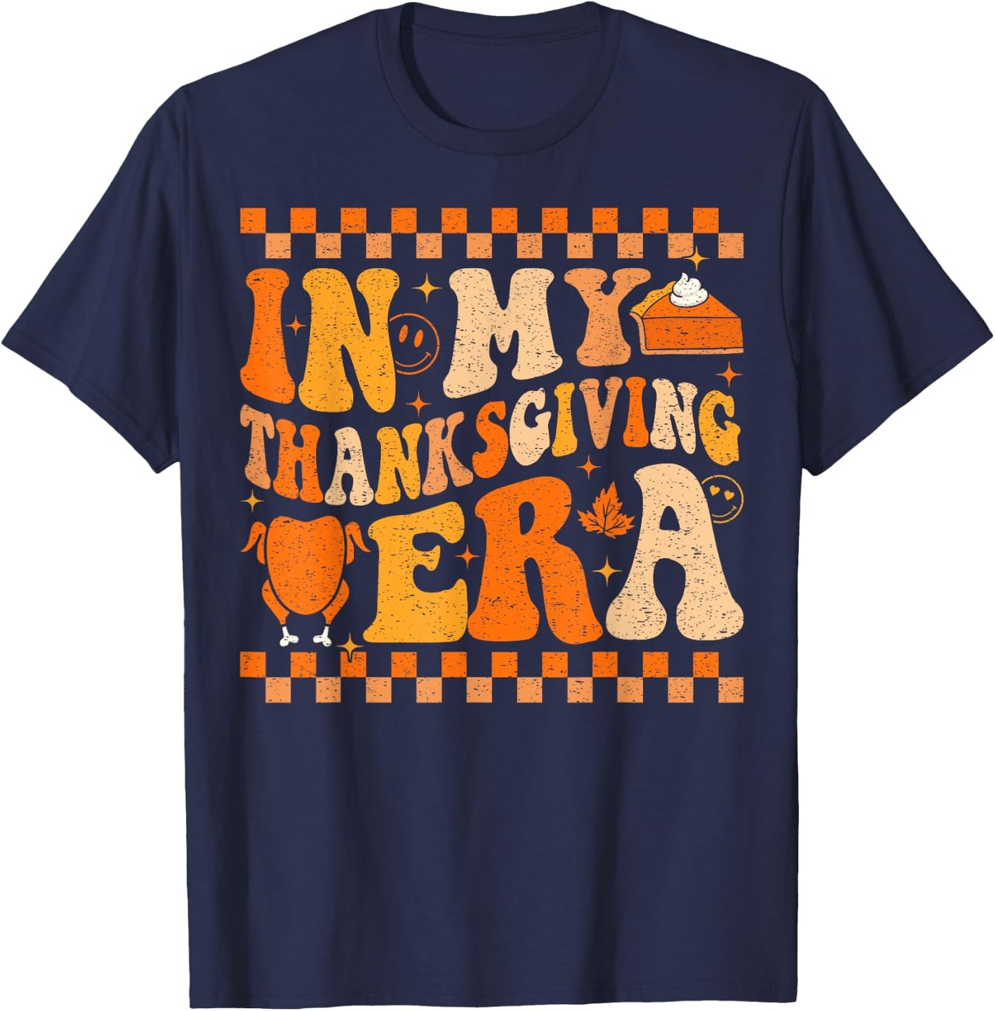Groovy Thanksgiving Turkey T-Shirt - T-Shirt | Navy