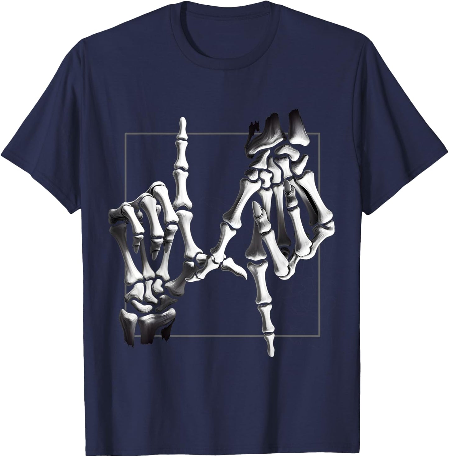 Skeleton Hand Rock On Sign for Halloween Party T-Shirt - T-Shirt | Navy