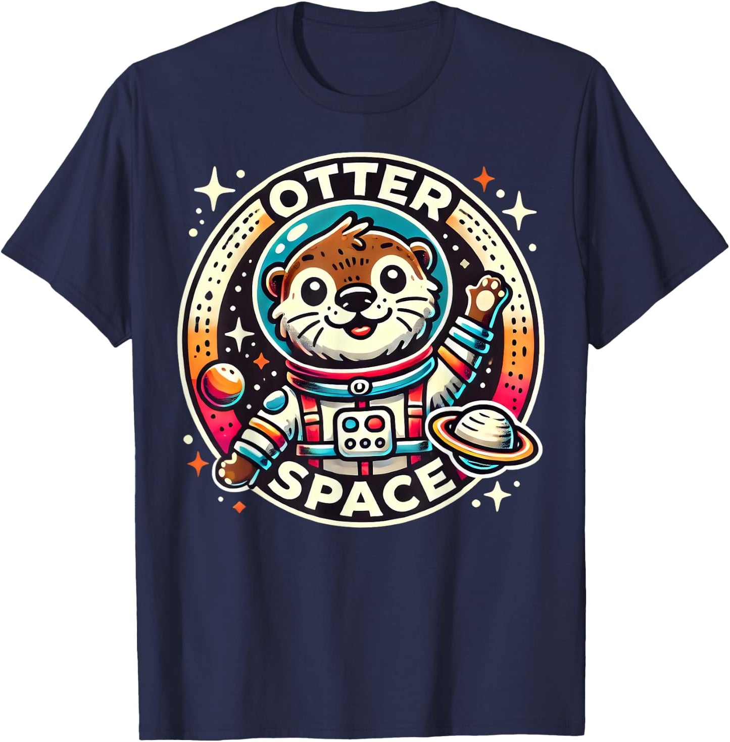 Otter Space Funny Animals Cute Otters Silly Pun T-Shirt - T-Shirt | Navy