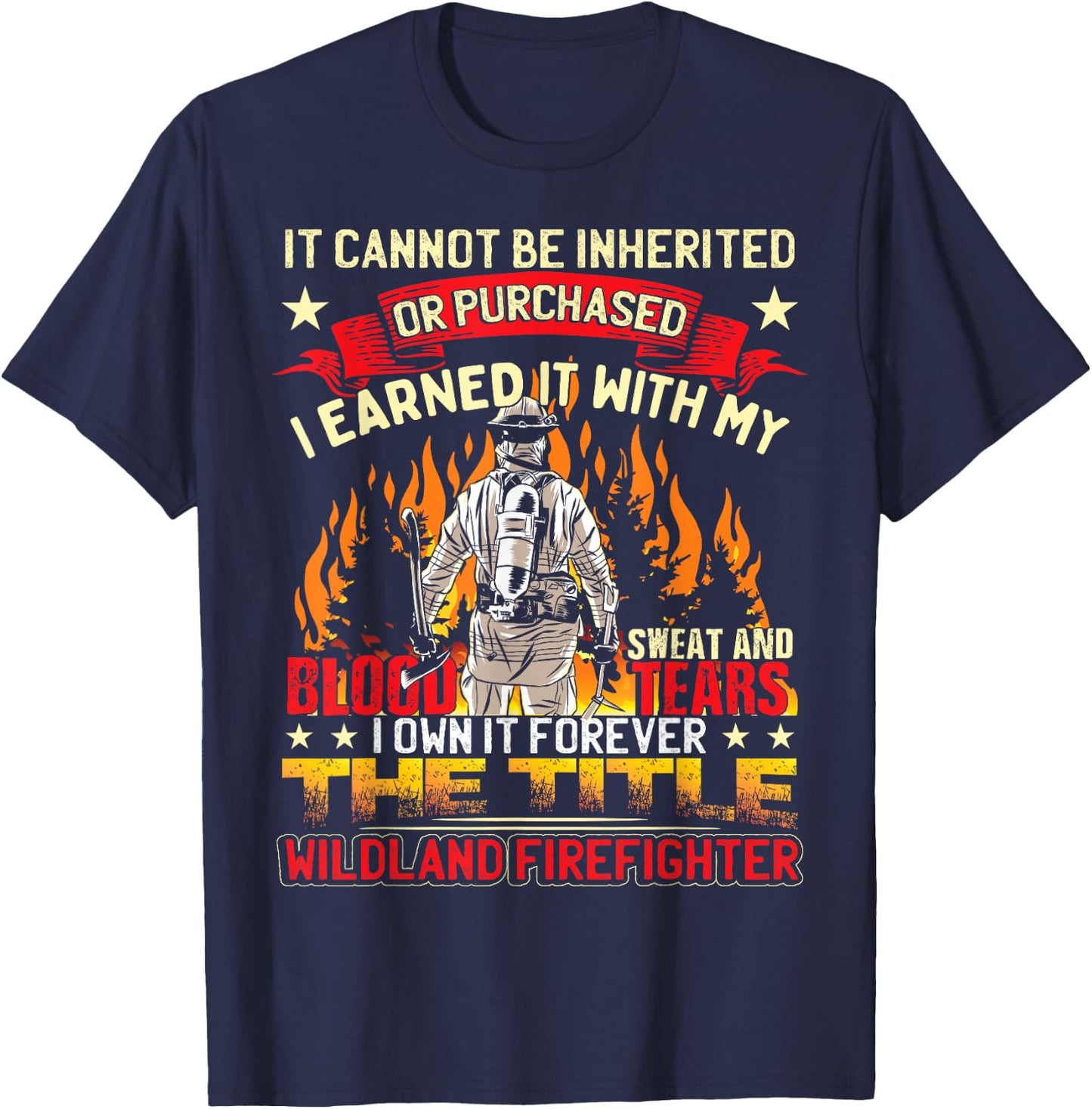 Wildland Firefighter Gear -Adults Black Wildland Firefighter T-Shirt - T-Shirt | Navy