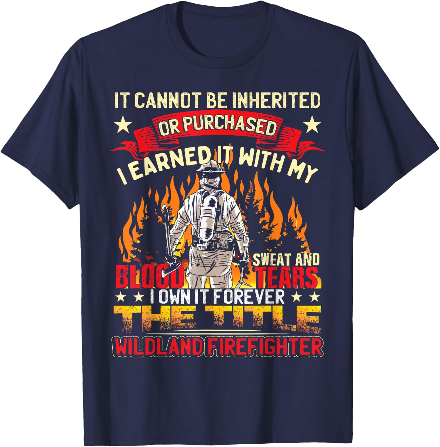Wildland Firefighter Gear -Adults Black Wildland Firefighter T-Shirt - T-Shirt | Navy